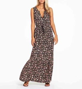 TIGERLILY Marquisa Floral Black Sleeveless Maxi Dress RRP$180 Size 8 AU 4 US - Picture 1 of 14