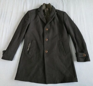 Carl Gross Men's Black Wool Blend Button Up Coat Size 40R Good Used Condition - Picture 1 of 7