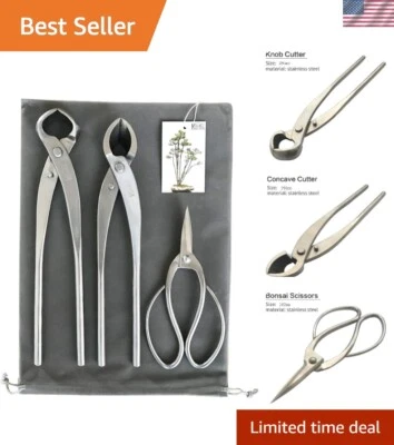 3 件盆景工具套装,11 英寸凹面刀具,11.5 英寸刀刀,7.5 英寸 Bo... — 第 1/4 张图片