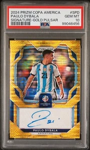 2024 PANINI COPA AMERICA PAULO DYBALA AUTO /10 ARGENTINA GOLD PRIZM PSA 10 POP 1 - Foto 1 di 4
