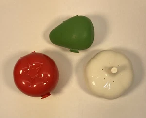 Tupperware Forget Me Not Onion, Tomato, Avocado Keeper- Lot 3 -White, Red, Green - Picture 1 of 3