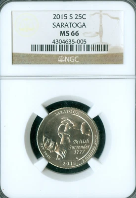 2015 S SARATOGA QUARTER NGC MS66 PQ  * - Image 1 of 2