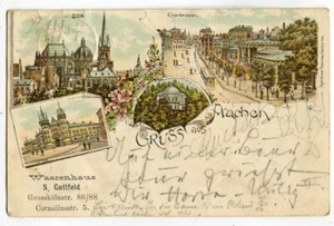 Litho AK Aachen,Waarenhaus Gottfeld,Kasernen,Lousberg 1897 - Picture 1 of 2