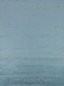 Eye-catching Gabbeh Area Rug Light Blue Handmade Wool 8x10 ft - Picture 1 of 18