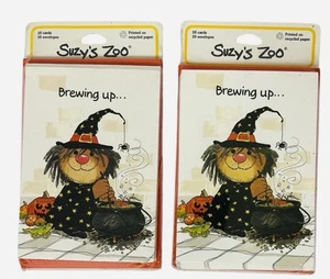Vintage Suzy’s Zoo Halloween Card Bundle Set Of 2 Witch Note Cards -NEW - Picture 1 of 4