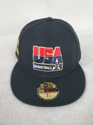NEW ERA 59 FIFTY DREAM TEAM USA BASKETBALL FITTED HAT MENS SZ 7 1/2 BLACK NEW - Image 1 of 4
