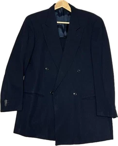 Chaqueta a medida vintage Giorgio Armani talla 48 azul marino oscuro lana a rayas años 90 - Imagen 1 de 4