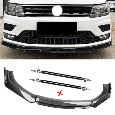 For Volkswagen Tiguan Mk2 Carbon Fiber Black Front Bumper Lip Chin Body Kit S Foto 1 de 4
