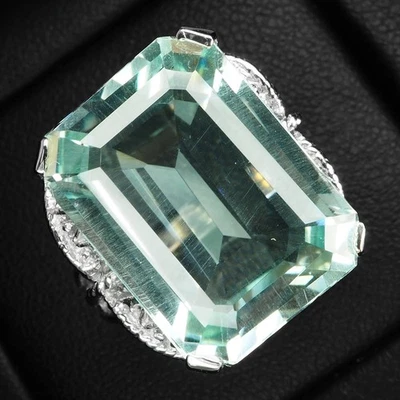 Anillos de plata de ley 925 aguamarina azul claro 15,10 quilates hechos a mano regalos de Navidad Foto 1 de 4