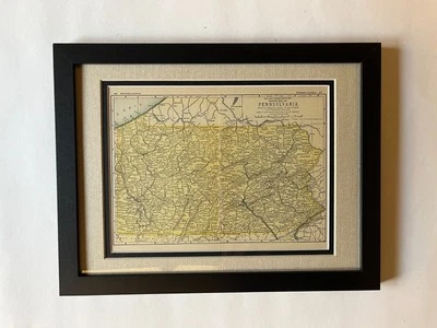 1898 PENNSYLVANNIA State Map, 10 x 13 Frame w/Double Mat SEE DESCRIPTION - Image 1 of 4