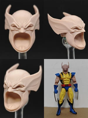 1/12未上色恶搞金刚狼头雕刻适合6英寸毫升/黑手党可动人偶 — 第 1/3 张图片