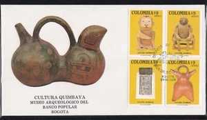 COLOMBIA 1981 FIRST DAY COVER QUIMBAYA ART CULTURE BLOCK OF 4 + CACHET - Picture 1 of 1