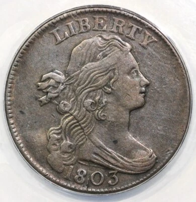 1803 1c Small Date Large Fraction Draped Bust Large Cent ANACS VF 35 - Image 1 of 4