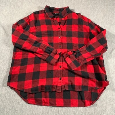 Madewell Shirt Womens Large Red Blacl Buffalo Plaid Oversized Button Up - Image 1 of 4
