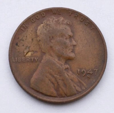 1947-S 1c Retained Lamination ERROR on both sides Lincoln Wheat Penny - 1 cent - Image 1 of 2
