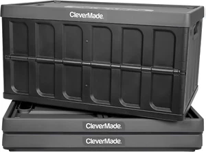 Collapsible Storage Bin (With Lid), Charcoal, 3PK - 62L (16 Gal) Folding Plastic - Picture 1 of 12