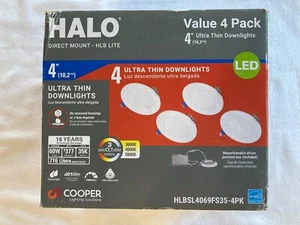Halo HLBSL4069FS35-4PK 4” Direct Mount LED Ultra Thin Downlights, 4 Pack, 5000K - Picture 1 of 8