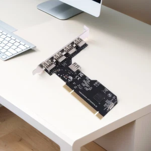 5 Ports 4 External & 1 Internal USB 2.0 PCI Controller Card 480Mbps for Desktop - Afbeelding 1 van 9