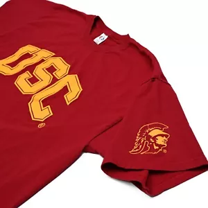 USC Trojans Men's Spell Out Logo Maroon T-Shirt - Southern Cal XXL Made in USA - Picture 1 of 9