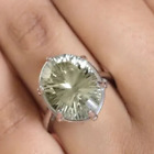 Green Amethyst Solitaire Ring Size L Silver