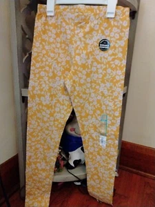 Girls Size XL/16 Mustard Floral Leggings Tough Cotton For Durable Comfort - Picture 1 of 3