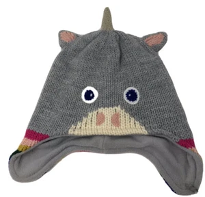 Mini Boden Girls Size XS Hat Beanie Unicorn Grey Knitted Fleece Lined NWOT - Picture 1 of 6