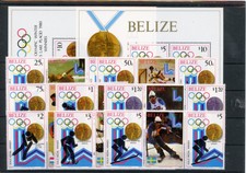 Belize 3erStreifen MiNr. 501-08 mit Zf, Block 20-21 postfrisch MNH Olympia (X903