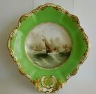 ANTIQUE COPELAND AND GARRETT SHELL DISH PAINTED VIEW OF HURST CASTLE HAMPSHIRE