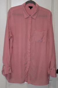 Talbots Women’s XL Blouse – 100% Washable Silk in Rose Pink with Lace-Up Cuffs - Picture 1 of 9