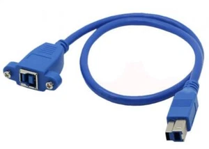 USB 3.0 Type B Panel Mount Printer Extension Cable, Male to Female - 0.5m - Picture 1 of 5