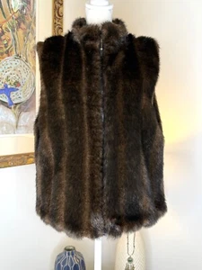 Investments Faux Fur Vest Womens Size Small Brown Black - Picture 1 of 7