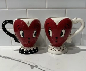 Johanna Parker Valentine's Day Sweetheart Mug Set Ceramic Heart Face Retro Cup - Picture 1 of 12