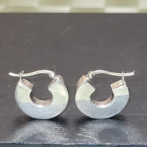 Vintage 925 Silver Earrings Hoop Style - Picture 1 of 6