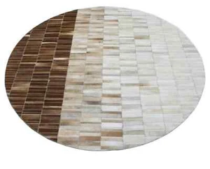 Round Handmade by New collection leather cowhide patchwork area rugs - Picture 1 of 4