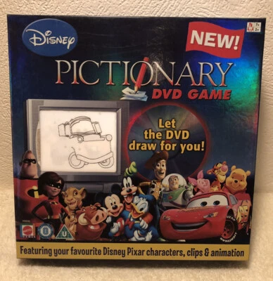 Disney-PICTIONARY-DVD Game-Children-Family-Friends-Party-Pixar-Cartoon-Draw-Fun - Image 1 of 3
