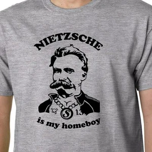 T-shirt Nietzsche Is My Homeboy PHILOSOPHY GEEK DIVERTENTE QUOTE PLATO FREUD MARX - Foto 1 di 2