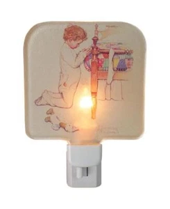 Luz nocturna de vidrio Northlight Norman Rockwell "Una oración de Navidad" 6" - Imagen 1 de 1