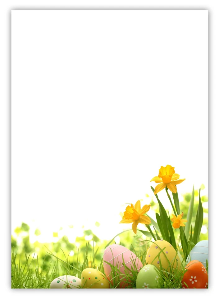LYSCO® 25 Blatt Motivpapier-5023 DIN A4 Ostern gelbe Narzissen Ostereier Briefpapier