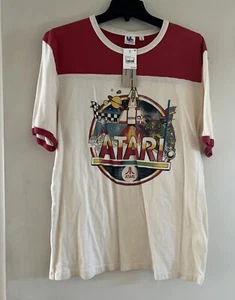 80s Atari Gamer Vintage Look Gaming T Shirt By JunkFood Ringer Tee Size L NWT - Picture 1 of 4