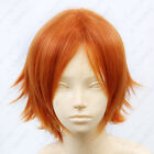 392 New Men's Short Layered Orange Cosplay Wig free Wig cap