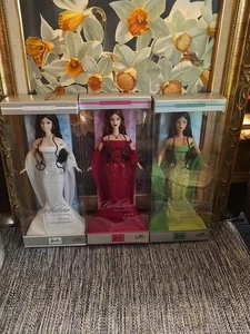 April, July and August Birthstone Barbie Bundle - 3 BIRTHSTONE COLLECTION NEW - Picture 1 of 10