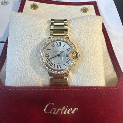 Cartier Ballon Bleu 28mm 18k Yellow Gold Factory Diamond Watch WE9001Z3 - Image 1 of 4