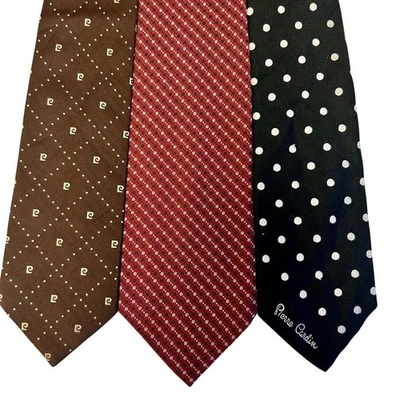3 piezas Corbata De Colección Años 70 Pierre Cardin Paris LOTE MoD RETRO Ancha DISCO Pimp LOGO Corbata Foto 1 de 4