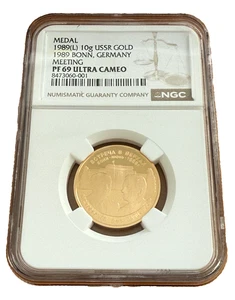 Russia USSR 1989L NGC PF69UC Bonn, Germany Meeting - Picture 1 of 2