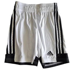 Adidas Soccer Shorts Youth 9-10Y Small White Black 3-Stripes Logo Lightweight - Picture 1 of 8