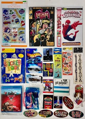 Junk Drawer Stocking Stuffer Lot for Boys: Hot Wheels, Comics, Batman, Stickers - Image 1 of 4