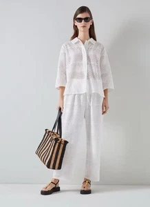 L.K. Bennett London Stunning TW Edie Embroidered Oversized Shirt Size 10 - Bnwt - Picture 1 of 8