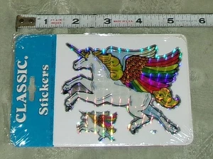 Vintage 80's BJ Decal Specialties Prism Winged Unicorn Pegasus Stickers MIP - Picture 1 of 2