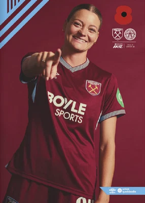 WEST HAM WOMEN V LEICESTER WOMEN 09/11/25 WSL OFFICIAL MATCH PROGRAMME - Image 1 of 2