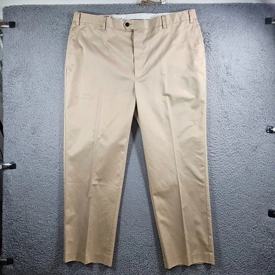 Pantalones chinos Orvis para hombre 42 entrepierna 30" frente plano algodón tostado claro Foto 1 de 4